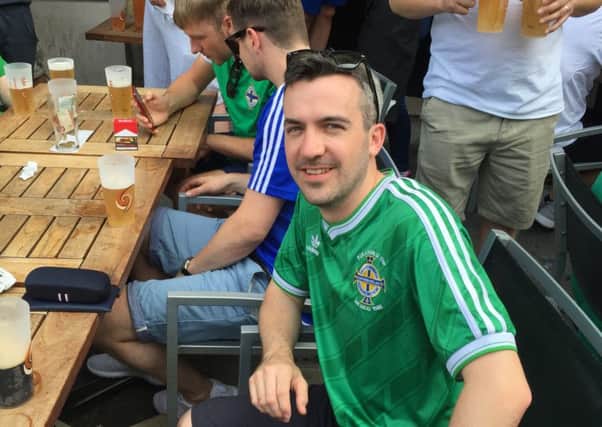 Northern Ireland supporter and Best Man Chris Rodgers outside the Ma Nolan's Irish pub in Nice, France ahead of his team's opening match against Poland in Euro 2016