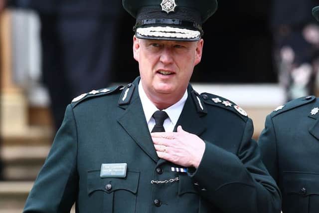 George Hamilton Chief Constable of the Police Service of Northern Ireland arrives at Hillsborough Castle. Photo: Brian Lawless/PA Wire