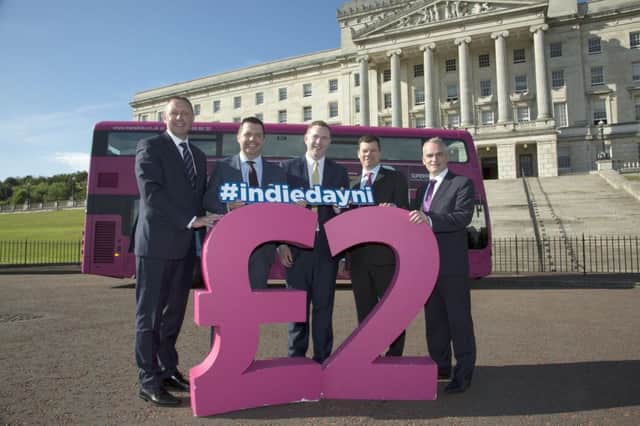 Sean Sheehan, Bank of Ireland, Glyn Roberts, NIIRTA, Infrastructure Minister Chris Hazzard, Nigel Maxwell, NIIRA chairman and Translink CEO Chris Conway