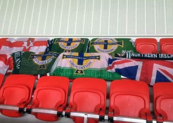 The spot in the stand of the Stade de Lyon where a Northern Ireland fan collapsed during the game against Ukraine