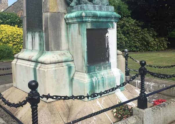 Paint was thrown at the War Memorial in Larne