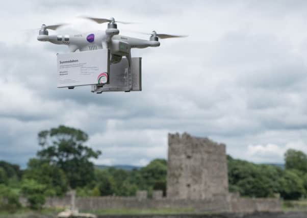 The drone carrying the controversial tablets flew from Co Louth to Narrow Water Castle in Co Down