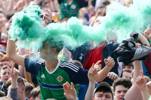 Press Eye - Northern Ireland - 21st June 2016

Northern Ireland fans gather in the Fanzone at the Titanic Quarter to watch Northern Ireland face Germany.

Picture: Philip Magowan / PressEye