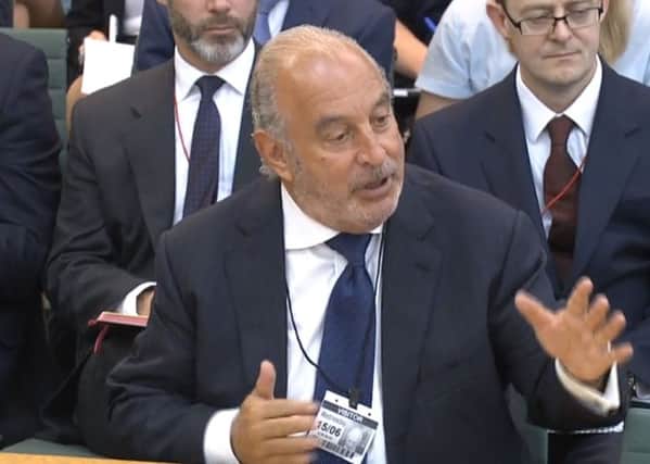 Sir Philip Green gives evidence to the Business, Innovation and Skills Committee and Work and Pensions Committee at Portcullis House, London, on the collapse of BHS.
Picture date: Wednesday June 15, 2016.