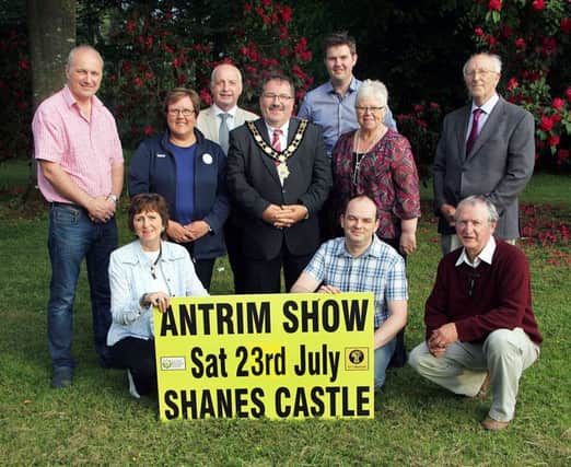 Antrim and Newtownabbey Mayor John Scott joins the Home Industries Section class sponsors and officials at the Antrim launch.