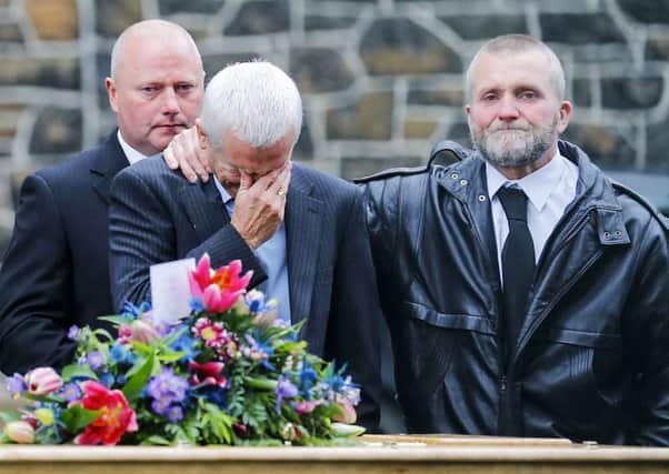 Remembering tragic Northern Ireland fan Darren Rodgers during today's funeral service in Ballymena. Photo by Kevin Scott / Presseye)