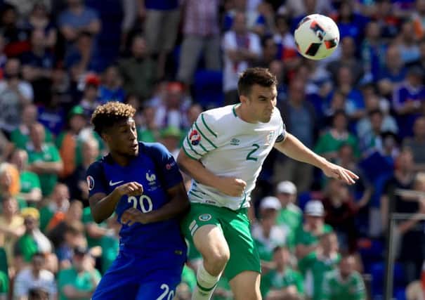 Ireland's Seamus Coleman with Kingsley Coman of France