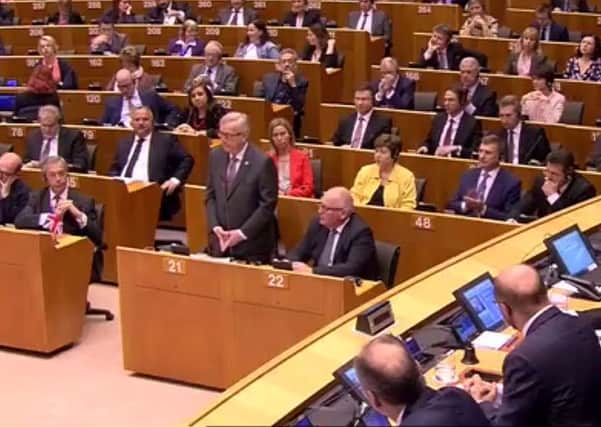 MEPs discuss Brexit on Tuesday, when Martin Anderson ranted hysterically. Photo: European Parliament TV/PA Wire