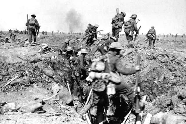 File photo dated 25/09/1916 of troops of the British XIV Corps, advancing near Ginchy, during the Battle of Morval, part of the Somme Offensive during World War I, as Queen Elizabeth II and senior royals will lead the nation in commemorating the Battle of the Somme today
