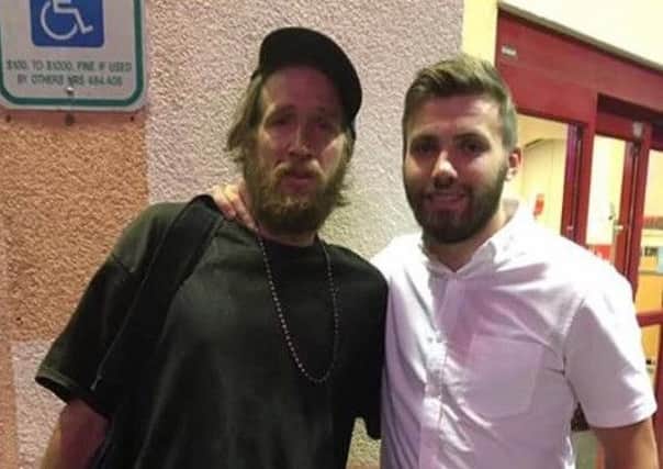 Stuart Dallas with the homeless man in Las Vegas