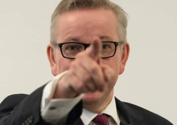 Michael Gove makes a point at his campaign launch at the Policy Exchange in London