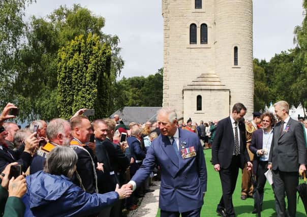 The Prince of Wales greets members of the public at the Ulster Memorial Tower in Thiepval, France, following a service to mark the 100th anniversary of the start of the battle of the Somme. Photo: Niall Carson/PA Wire