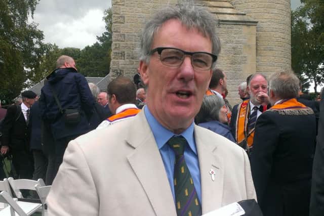 Ulster Unionist leader Mike Nesbitt at the Ulster Memorial Tower, Thiepval, after the service. By Ben Lowry