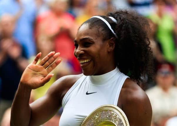 Serena Williams with the Wimbledon trophy