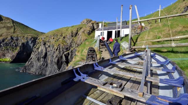 Constructing the crane which is crucial for Carrick-a-Rede's fishing industry