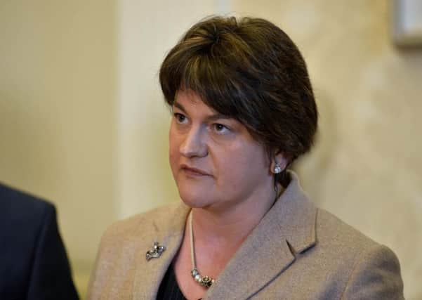 Arlene Foster speaks to media this morning following the outcome of the EU Referendum, Stormont Castle