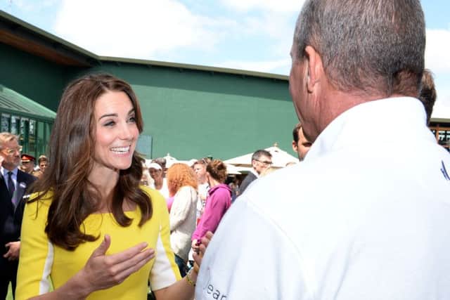 The Duchess of Cambridge meets Ivan Lendl, Andy Murray's coach, during a visit to the Lawn Tennis Championships at the All England Lawn Tennis Club in Wimbledon, London