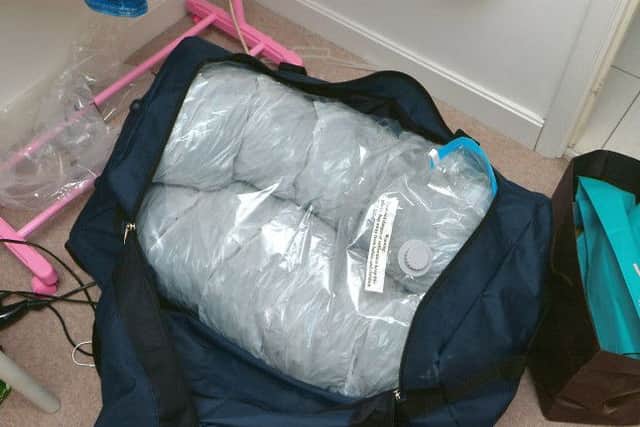 Sports holdall containing 15kg herbal cannabis, valued at Â£300,000