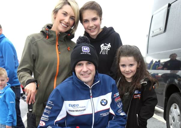 Ryan Farquhar attended the tribute lap at the North West 200 course in memory of Malachi Mitchell-Thomas with his wife Karen and children Keeley and Mya.