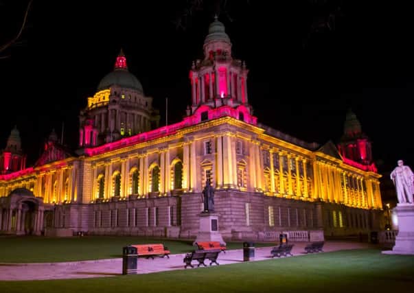 Belfast City Hall was illuminated in the colours of the Belgian flag after the attacks in March