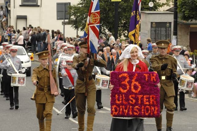 The fearless soldiers of the 36th Ulster Division and their Sacrifice at the Battle of The Somme, were fondly remembered during the 326th Anniversary, Battle of The Boyne Flagship Twelfth in Kilkeel.  Â© Photo: Gary Gardiner.
