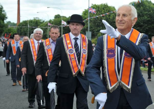 A wave to the crowd during the Twelfth of July celebrations in Castledawson