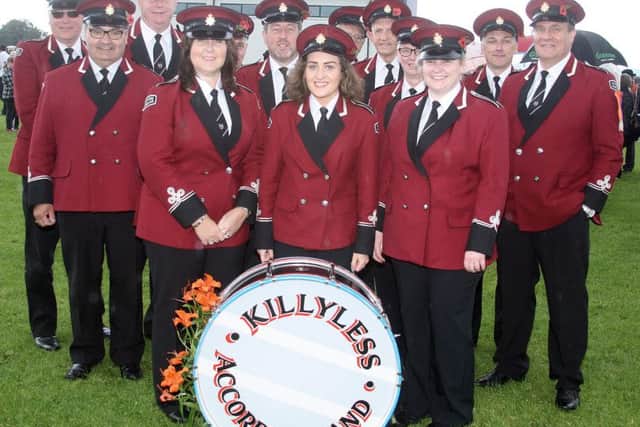 Members of Killyless Accordion Band in the field