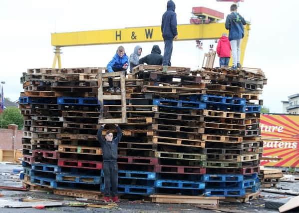 Bonfire is preparation on Saturday in the Pitt Park area of Belfast's inner-east