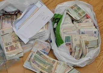 Money seized by the PSNI on July 13, 2016