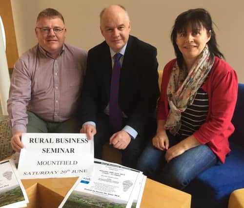 Declan McAleer MLA, Nick O'Shiel, CEO of Omagh Enterprise Company, and Cllr Anne Marie Fitzgerald who facilitated a Rural Business investment seminar in 2015 to encourage interest in the RBIS