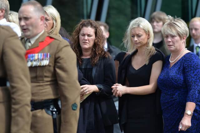 Family and friends during the funeral of Royal Irish soldier Andy McFarland