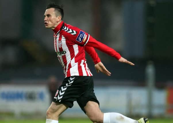 Derry Citys Aaron McEneff scored against Longford Town last night