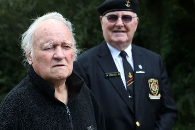 File photo dated 8/7/2015 of Irish naval veterans Pat O Mathuna (left) and William Mynes who fought a fire saving 80 lives on the Le Cliona in 1962 in Dublin are finally to be honoured