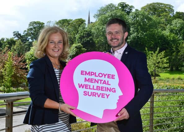 Robbie Butler, MLA, and Denise Cranston at the launch of the Employee Mental Wellbeing Survey