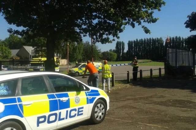 Police at Spalding's Castle Sports Complex this morning. ANL-160719-100651001