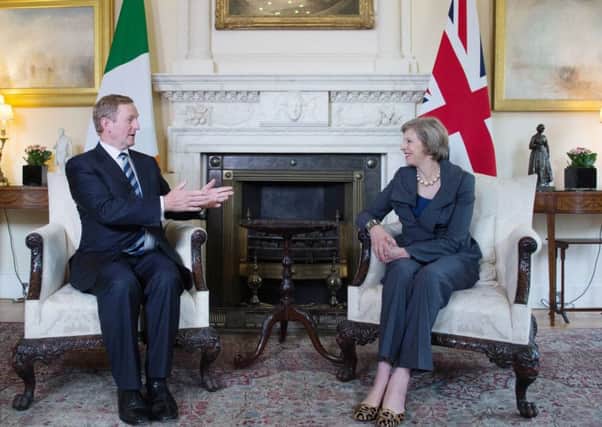Prime Minister Theresa May with Irish Taoiseach Enda Kenny inside 10 Downing Street ahead of their meeting