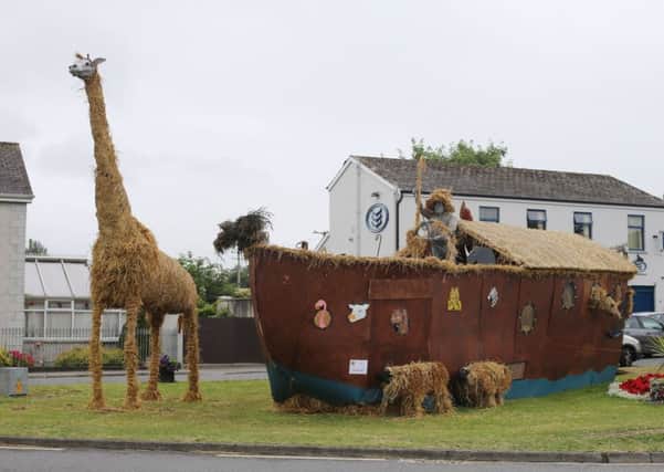 A straw Noah's Ark is seen  at the Durrow Scarecrow Festival, which takes place annually in Durrow, Co. Laois, Ireland