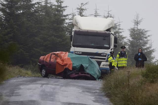The scene of the traagic accident on a forest road outside Letterkenny where three young people hacve lost their lives.Picture by Press Eye