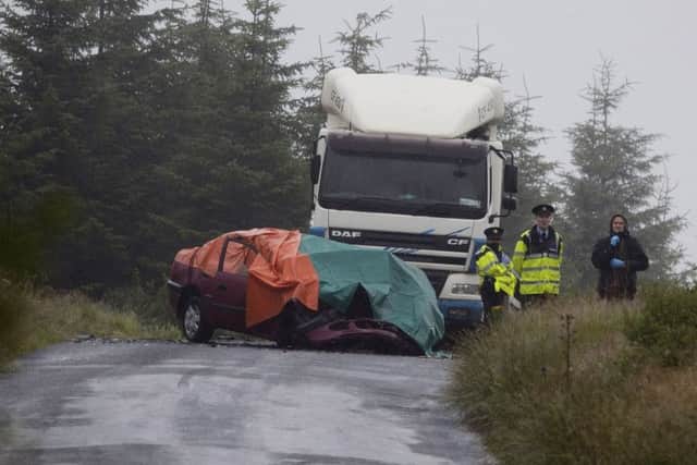The scene of the traagic accident on a forest road outside Letterkenny where three young people hacve lost their lives.

Picture by Press Eye