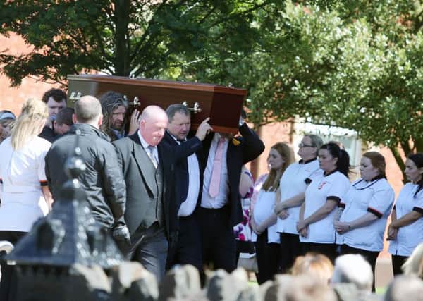 The funeral of Lorraine Clyde is taking place at St Comgall's Church in Antrim.     Picture by Jonathan Porter/Press Eye