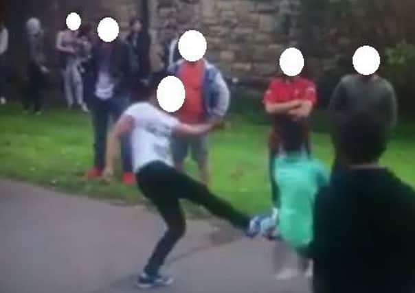 Screen grab from a clip of a street fight in Dungannon