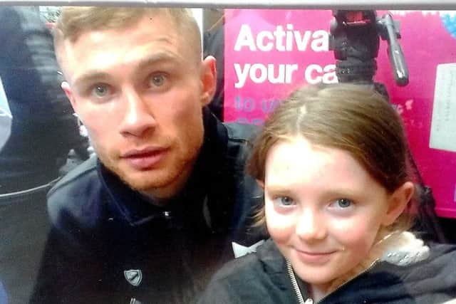 Morgan Stewart, pictured with her hero, said Carl Frampton was 'a nice person'