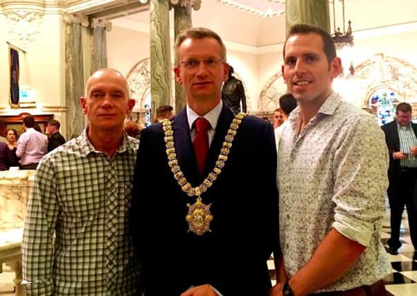 Picture posted by police on Friday, showing the Lord Mayor with unnamed members of the PSNI Gay Police Association