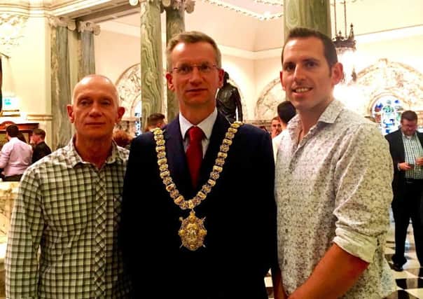 Message posted by PSNI on Twitter on July 29, 2016, showing Lord Mayor Brian Kingston with unnamed members of the PSNI Gay Police Association
