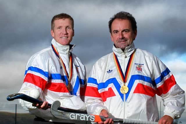 Northern Ireland's last Olympic gold medalists Jimmy Kirkwood (left) and Stephen Martin, who were part of the GB hockey squad at the 1988 Seoul Olympics