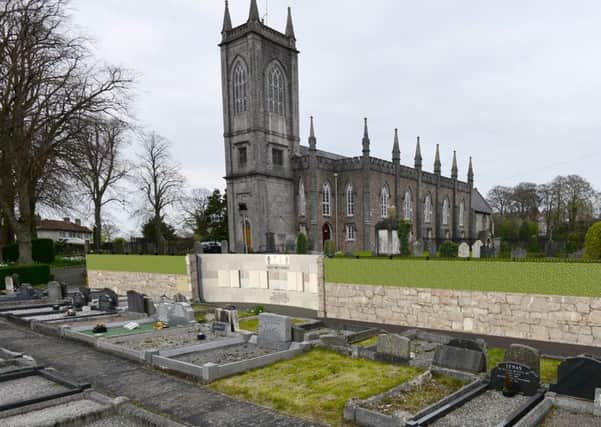 Computer generated image of how the 90ft-long memorial wall at St Mark's in Armagh will look once completed.