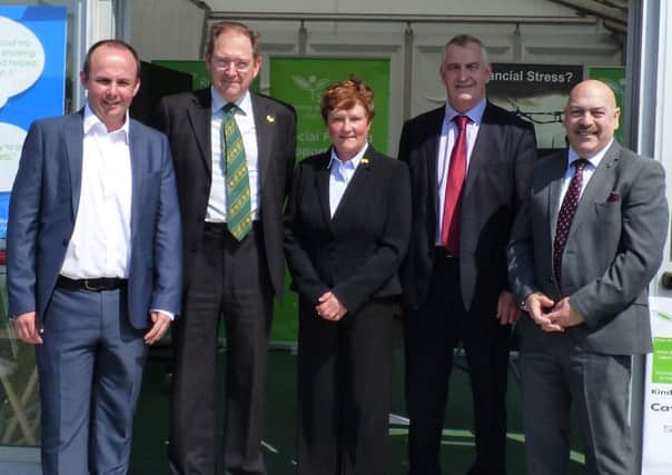Jude McCann, Chief Executive of Rural Support, pictured with Richard Percy, Chairman of NFU Mutual; Christine Kennedy OBE, Non-Executive Director, NFU Mutual; John Thompson, Rural Support Board Member; and Martin Malone, NFU Mutual, Regional Manager, NI & Scotland.