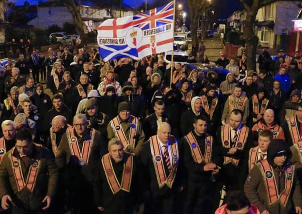 Picture - Kevin Scott / Presseye

Belfast , UK - April 07, Pictured is the 1000th day parade held at Twaddell in North Belfast on April 07, 2016  Belfast, Northern Ireland ( Photo by Kevin Scott / Presseye )