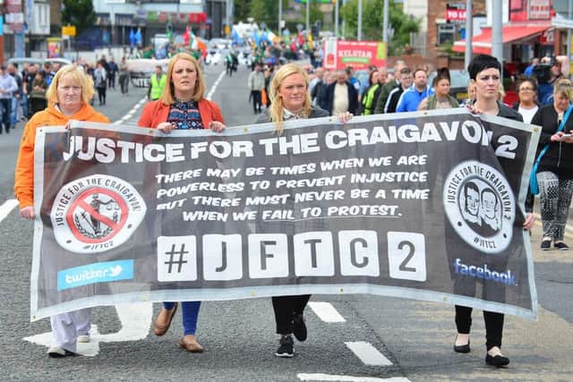 Anti-internment protestors in Belfast on Sunday