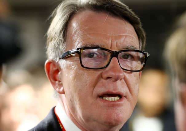 File photo dated 28/09/15 of Lord Mandelson, who has accused Labour leader Jeremy Corbyn of sabotaging the campaign to keep Britain in the EU. PRESS ASSOCIATION Photo. Issue date: Sunday August 7, 2016. See PA story POLITICS Brexit. Photo credit should read: Gareth Fuller/PA Wire